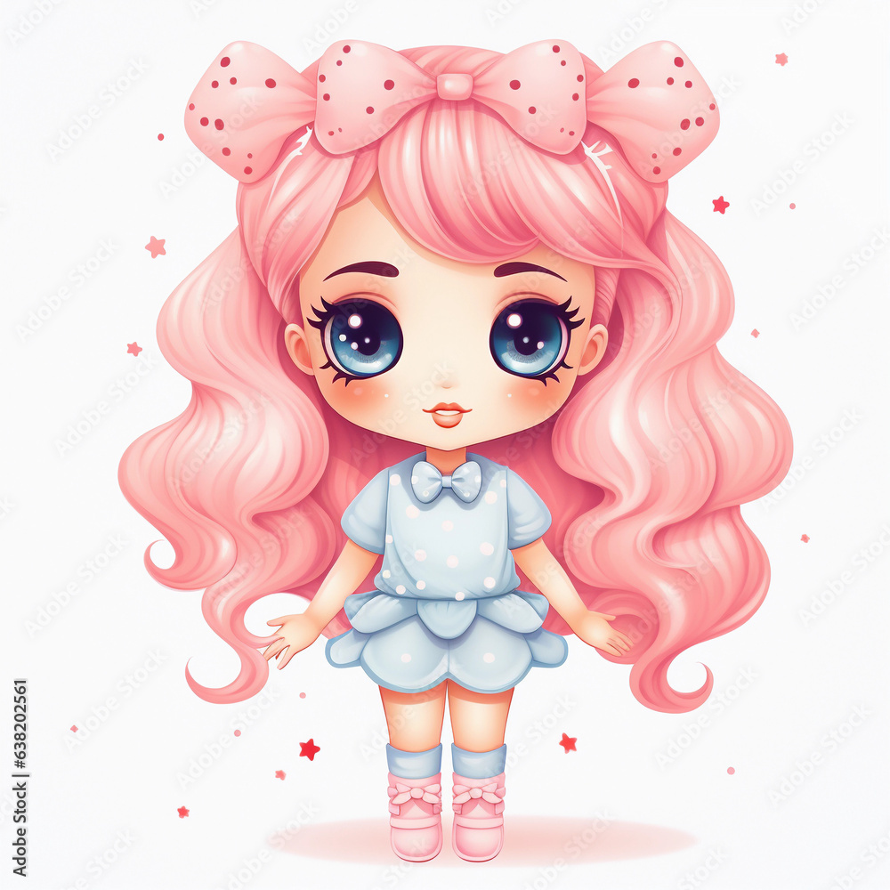 little girl with pink hair clip art 