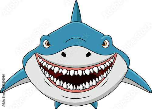 Cute shark cartoon on white background