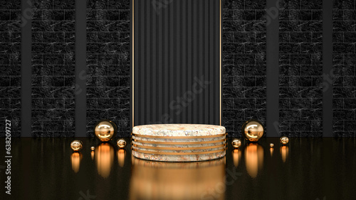 Abstract black background with geometric shape podium for product 3d rendering
