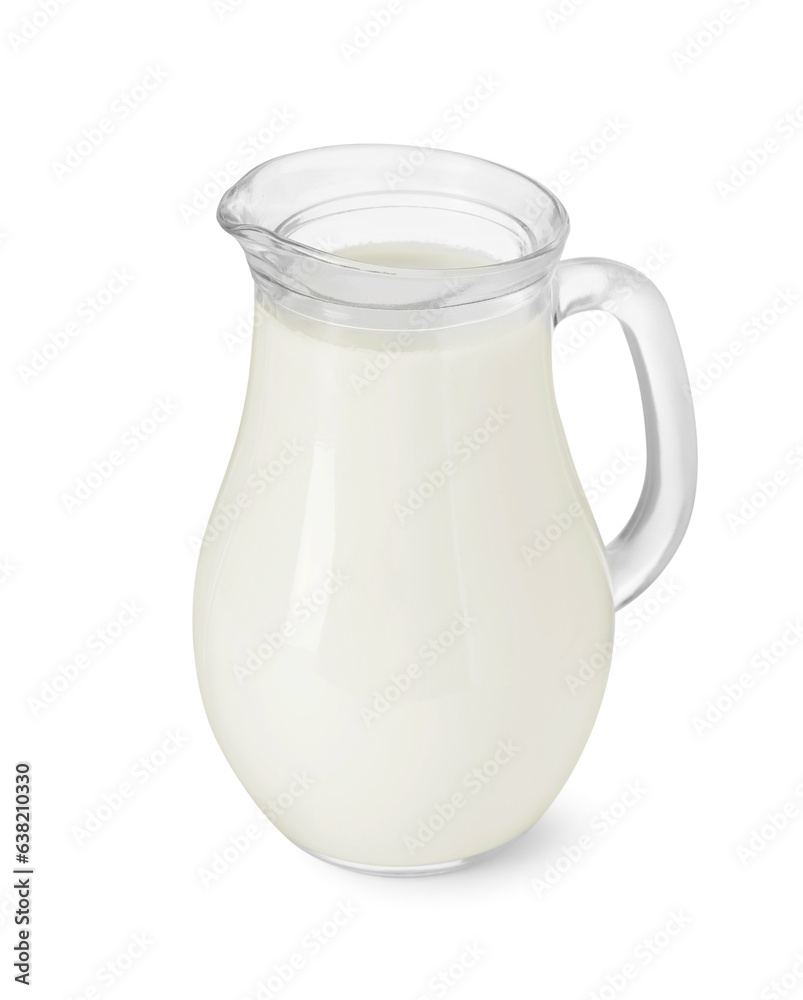 Glass jug of fresh milk isolated on white Glass jug of fresh milk isolated on white