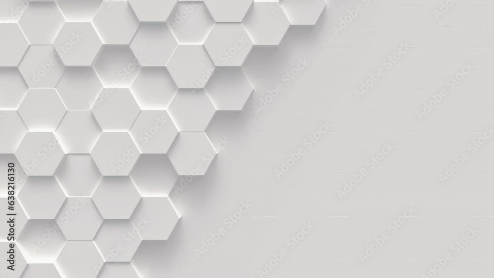 Abstract motion background from random moving hexagons, seamless loop animation