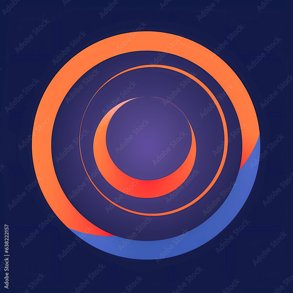 Nested concentric circles in blue, red, orange and purple theme; generative AI illustration Nested concentric circles in blue, red, orange and purple theme; generative AI illustration