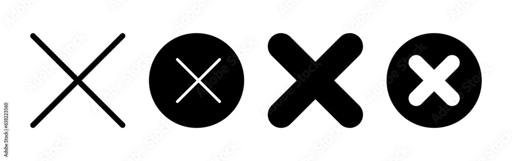 Close vector icon. Delete icon. remove, cancel, exit symbol. Close vector icon. Delete icon. remove, cancel, exit symbol.