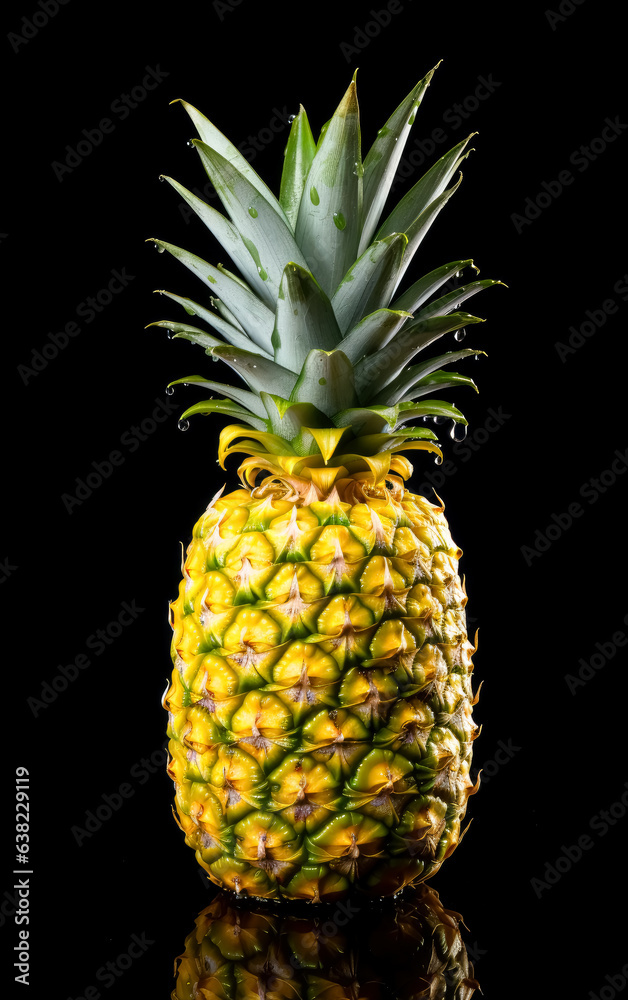 Close up of a Pineapple on black background.
Close up of a Pineapple on black background.