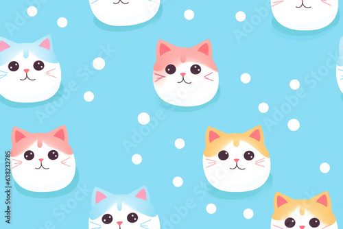 Adorable Cat Pattern for Kids: A cute and colorful cat-themed wallpaper pattern, perfect for children's rooms with playful illustrations of cats in various activities.