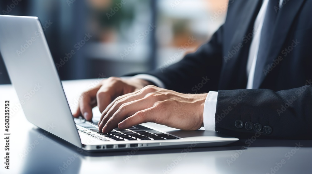 Person typing on laptop. generative ai Person typing on laptop. generative ai