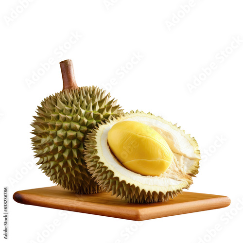 Durian Thailand s king of fruit on table photo