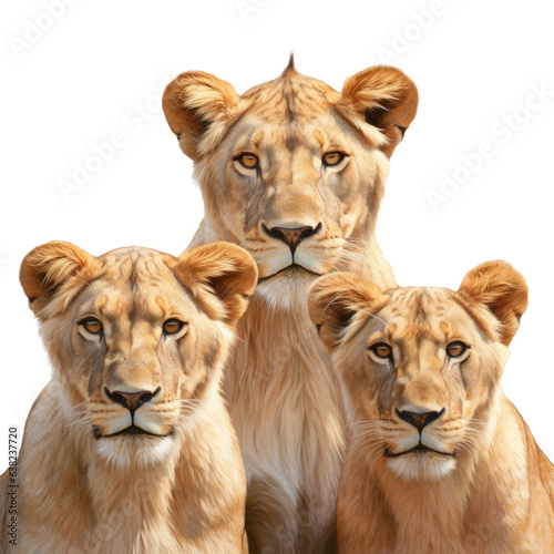 East African lionesses in Serengeti National Park getting ready for hunting classified as vulnerable