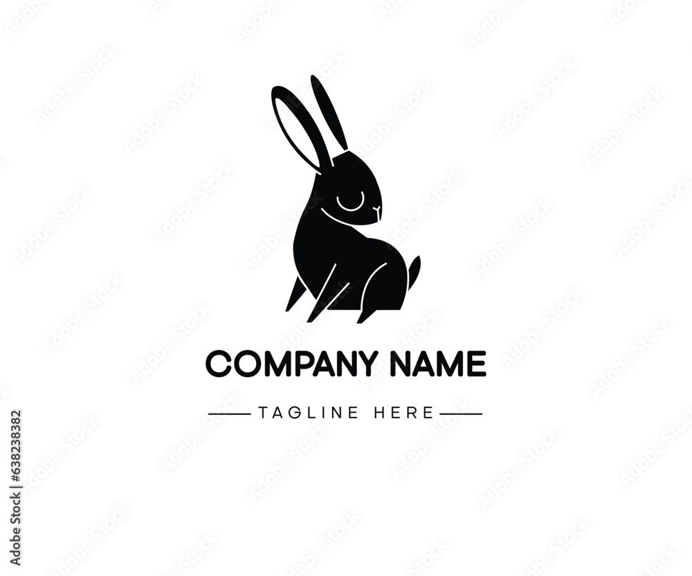 Rabbit or Bunny logo template and animal icon design. Vector illustration.
