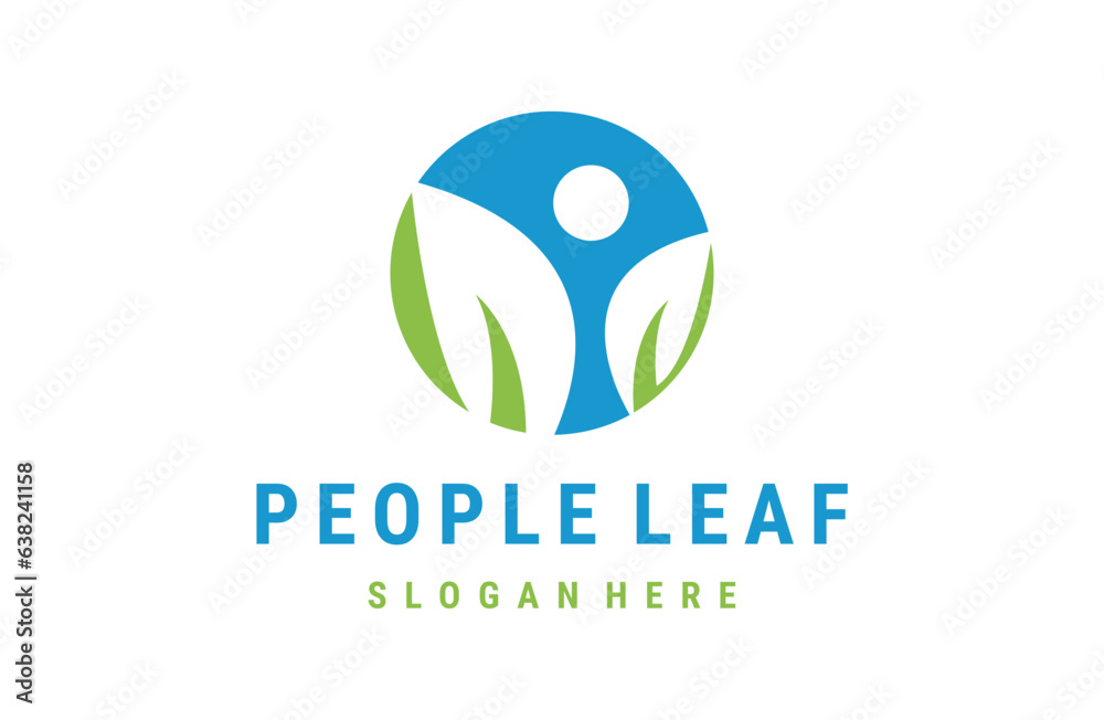Obraz premium People leaf logo icon design template flat vector illustration