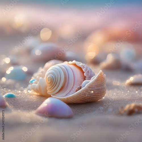 Beach, sunrise, clouds, pastel colors, gorgeous sparkling shells © Wavezaa