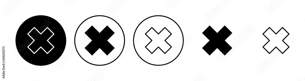 Close icon set. Delete icon vector. cross sign Close icon set. Delete icon vector. cross sign