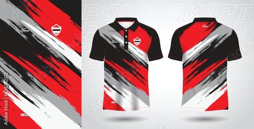 red and black polo sport shirt sublimation jersey template