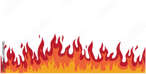 Fototapete Cartoon Fire Flames Set isolated on White Background