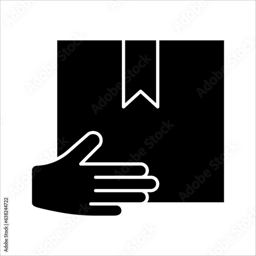 Vector hand and parcel icon. Home delivery, receive parcel concept. Premium quality graphic design. vector illustration on white background