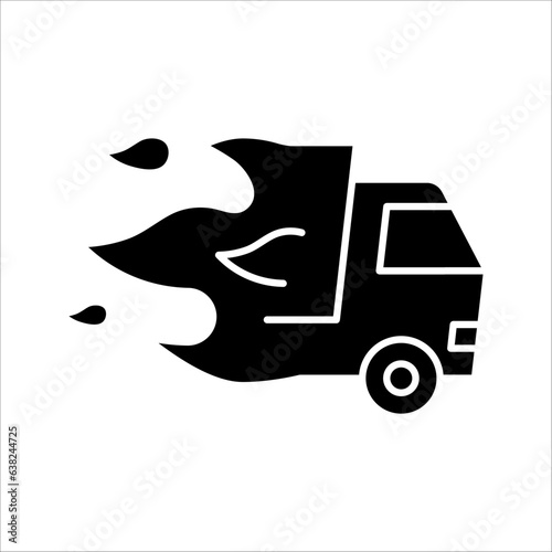 Fast shipping delivery truck flat vector icon for apps and websites, express delivery, quick move, vector illustration on white background