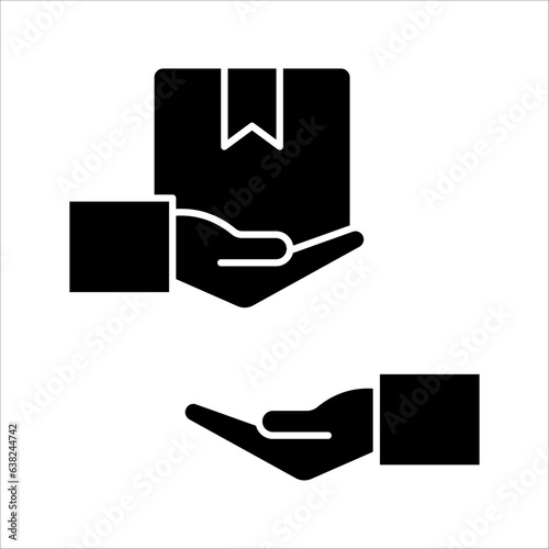 Vector hand and parcel icon. Home delivery, receive parcel concept. Premium quality graphic design. vector illustration on white background