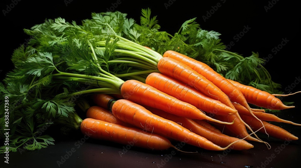 front view bunch of fresh carrots on a wooden table on a black background front view bunch of fresh carrots on a wooden table on a black background