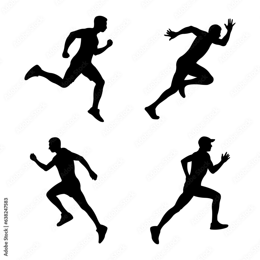 Running Man Silhouette Vector Shape with Flat Design