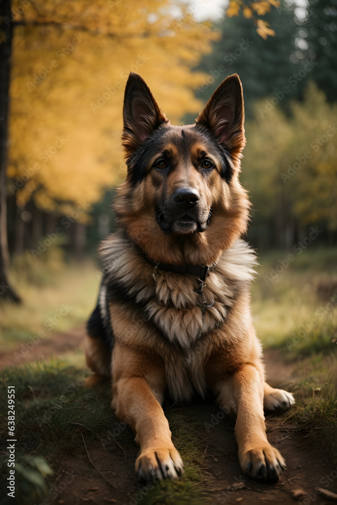 German shepherd dog on the nature background 