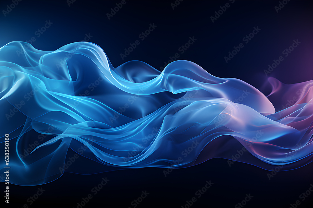 Blue and purple smoke trail with black background. Generative AI Blue and purple smoke trail with black background. Generative AI