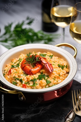 butter lobster risotto served in a small pot