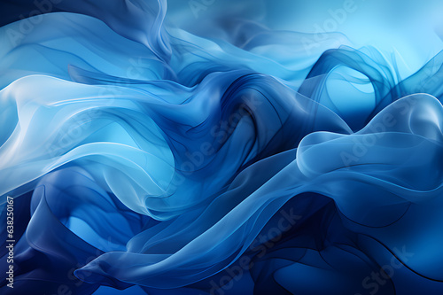 Abstract blue smoke steam moves on a black background. Generative AI