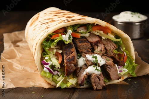 Beef shawarma wrap | Beef and vegetable wrap with coleslaw vegetables