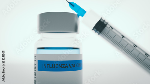 Background of the concept of flu vaccination against the flu epidemic, 3d rendering