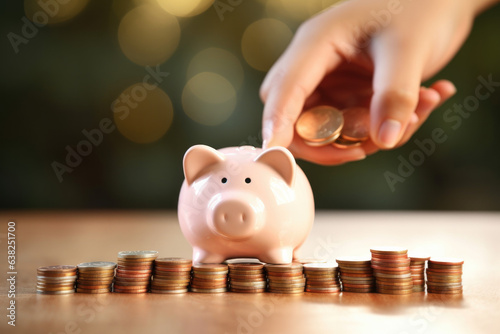 In the world of finance and wealth-building, every small step counts. Here, a person's hand delicately places a coin into a baby piggy bank against a blue backdrop. It symbolizes the simple yet profou