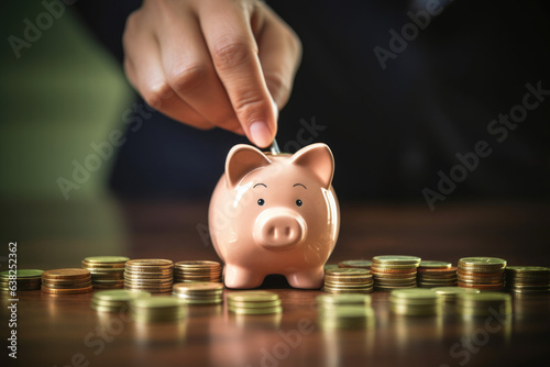 In the world of finance and wealth-building, every small step counts. Here, a person's hand delicately places a coin into a baby piggy bank against a blue backdrop. It symbolizes the simple yet profou