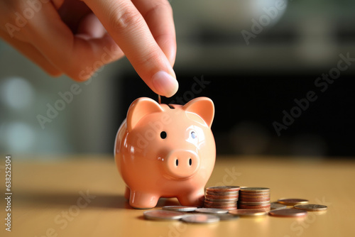 In the world of finance and wealth-building, every small step counts. Here, a person's hand delicately places a coin into a baby piggy bank against a blue backdrop. It symbolizes the simple yet profou