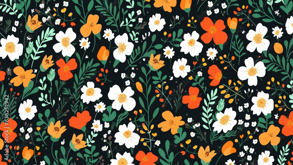 flower leaves floral pattern seamless botanical flower leaves floral pattern seamless botanical