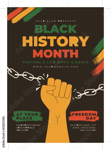 Black history month poster or flyer template