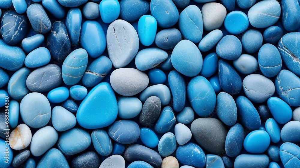 Background of natural stones in abstract. texture of blue pebbles. Background of stone. a retro shade of blue. Beach with seashells. Beautiful scenery. turquoise in hue. Generative AI. Background of natural stones in abstract. texture of blue pebbles. Background of stone. a retro shade of blue. Beach with seashells. Beautiful scenery. turquoise in hue. Generative AI.
