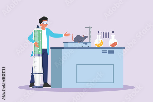 Chemistry and physics laboratory equipment concept. Colored flat vector illustration isolated.  © klikline