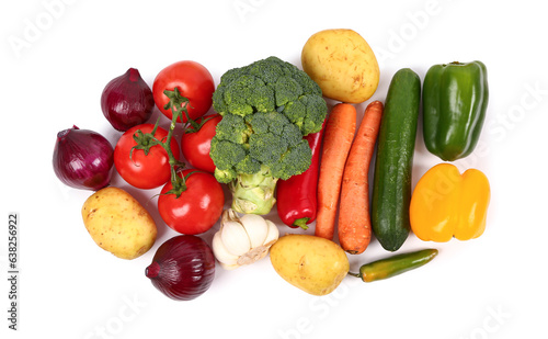 Fresh vegetables on white background