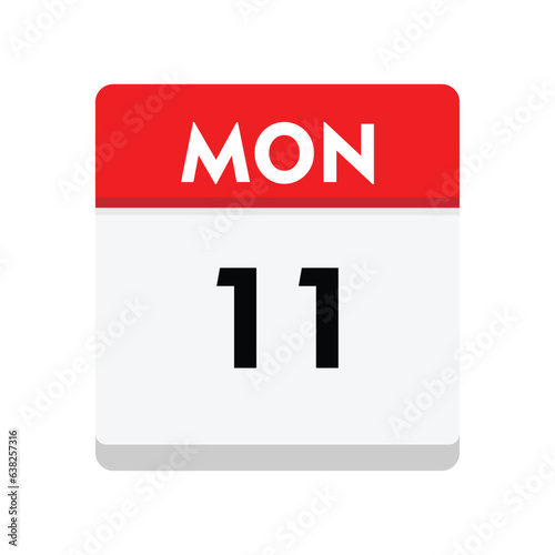 calender icon, 11 monday icon with white background