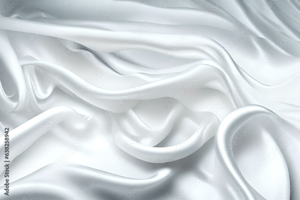 Obraz premium Wavy white cloth abstract background. Generative AI.