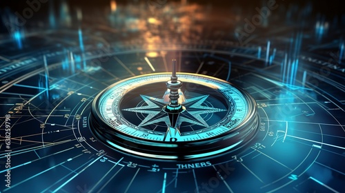 Wallpaper Mural Company manages recovery Abstract the navigator with compass. Generative AI. Torontodigital.ca