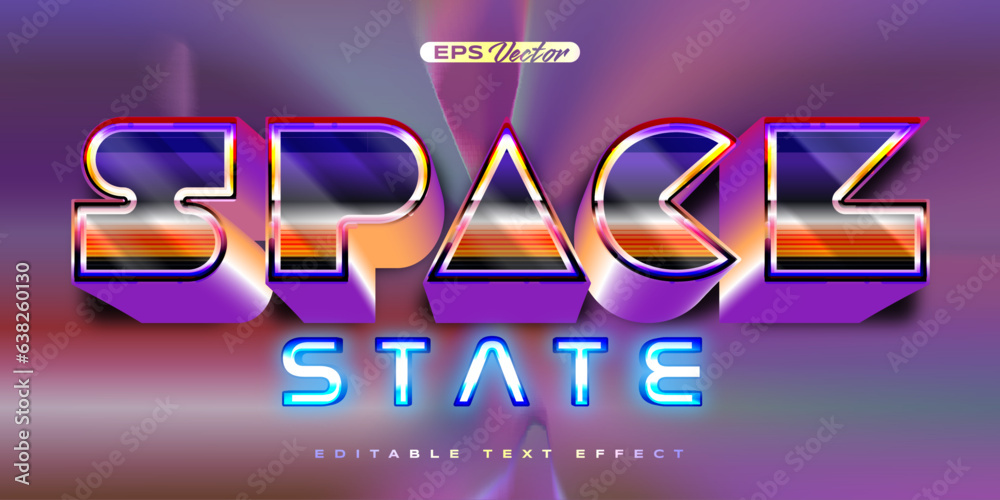 Retro shiny Y2K editable text effect space state