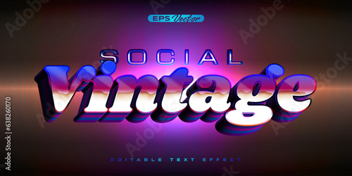 Retro shiny Y2K editable text effect social vintage