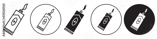 Ointment Icon. Symbol of squeeze bottle or cream tube for health care and skincare treatment. Vector set of toothpaste serum container for face and body cosmetic. Flat outline of sunscreen product