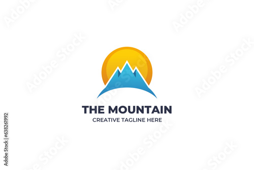 Mountain and sun nature outdoor logo