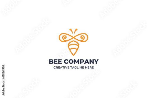 Monoline bee honey minimalist logo
