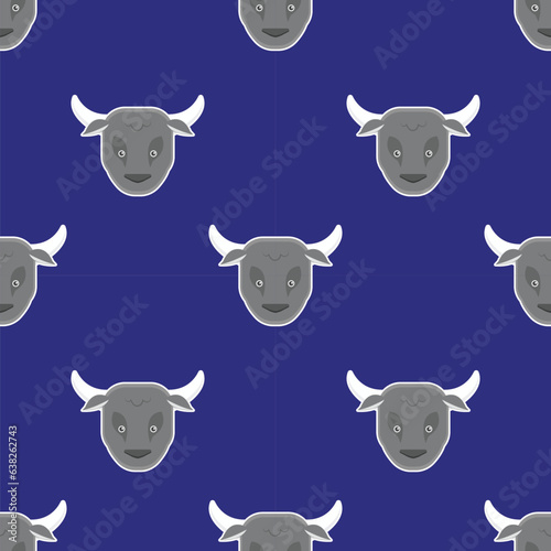 Adorable buffalo Cartoon Animal Seamless Pattern Set with Baby Animals, Farm Icons, and Wild Creatures in Vector Illustration