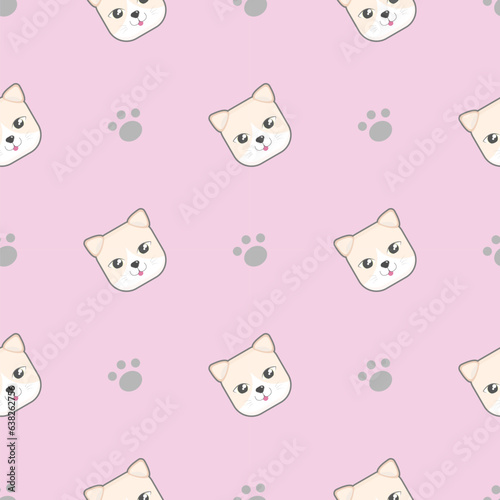 Wallpaper Mural cute cat and footprint Seamless Pattern, Animals in a Cartoon Vector background Torontodigital.ca