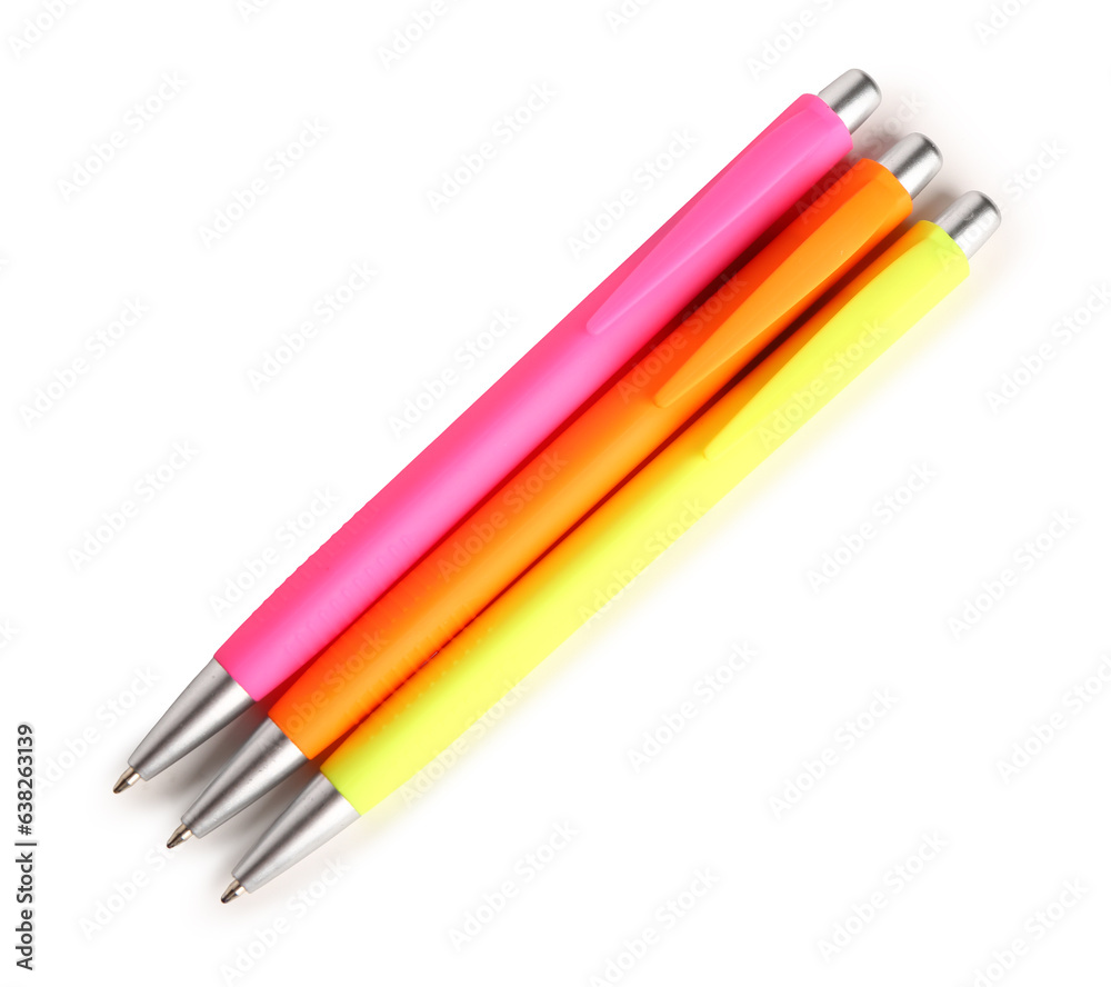 Colorful pens on white background Colorful pens on white background