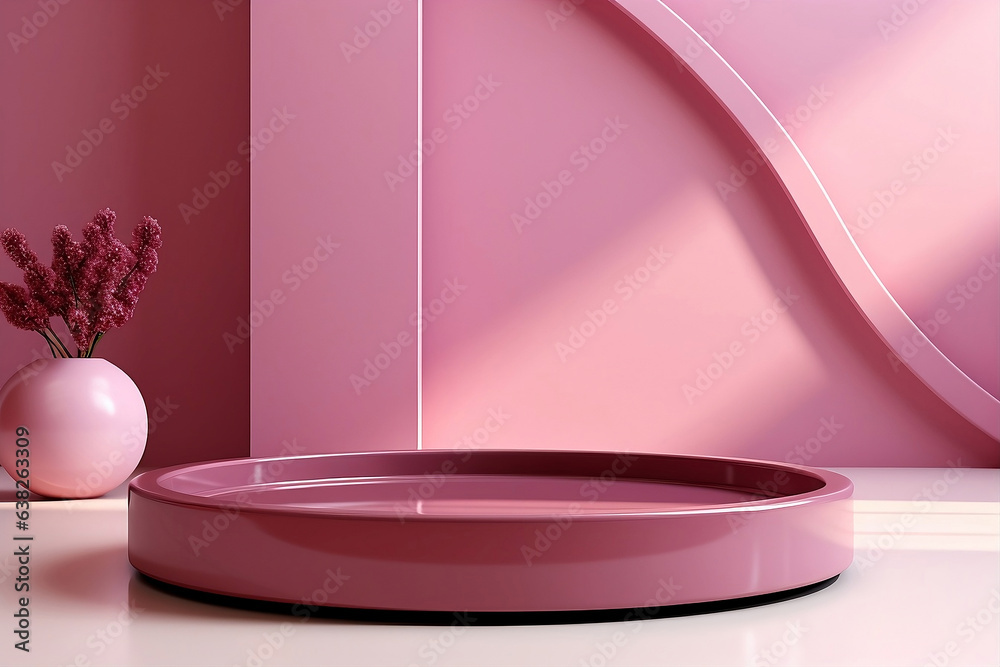 Minimalist abstract background with podium for photo products. Generative AI.