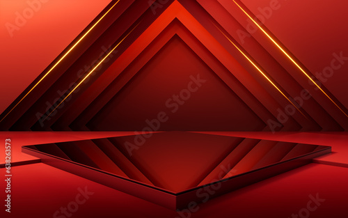 Fototapeta Naklejka Na Ścianę i Meble -  Red luxurious stage background, 3d rendering.